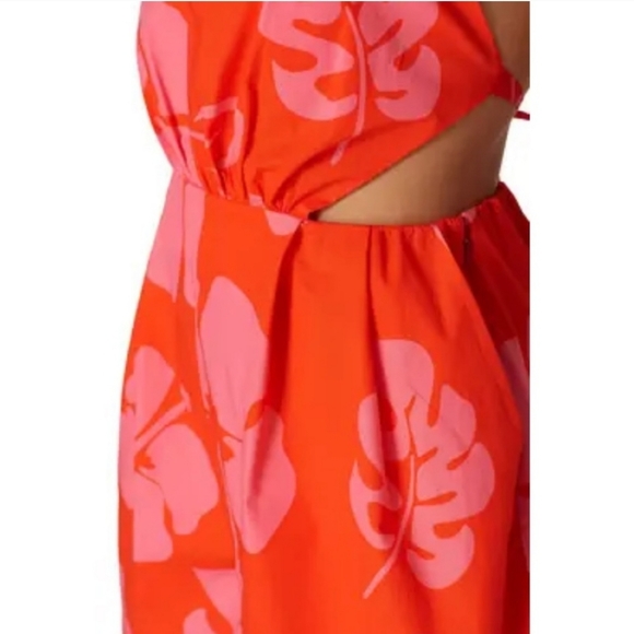 STAUD Georgia Tropical Romper Orange / Pink - Picture 5 of 9